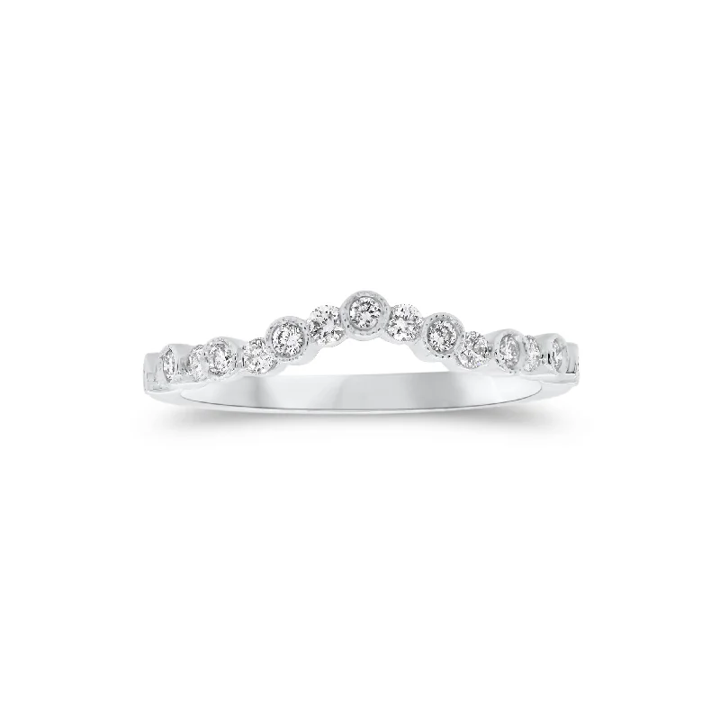 women's engagement rings eternity circle -Bezel-Set Diamond Curved Wedding Band