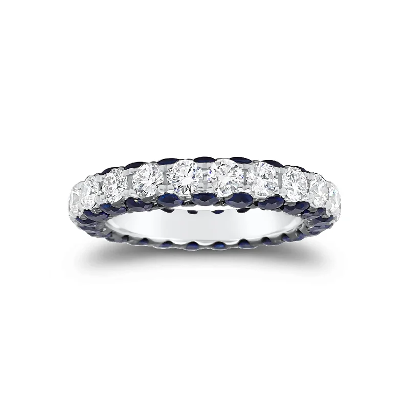 women's engagement rings affordable -Sapphire Gemstone & Diamond Eternity Wedding Band