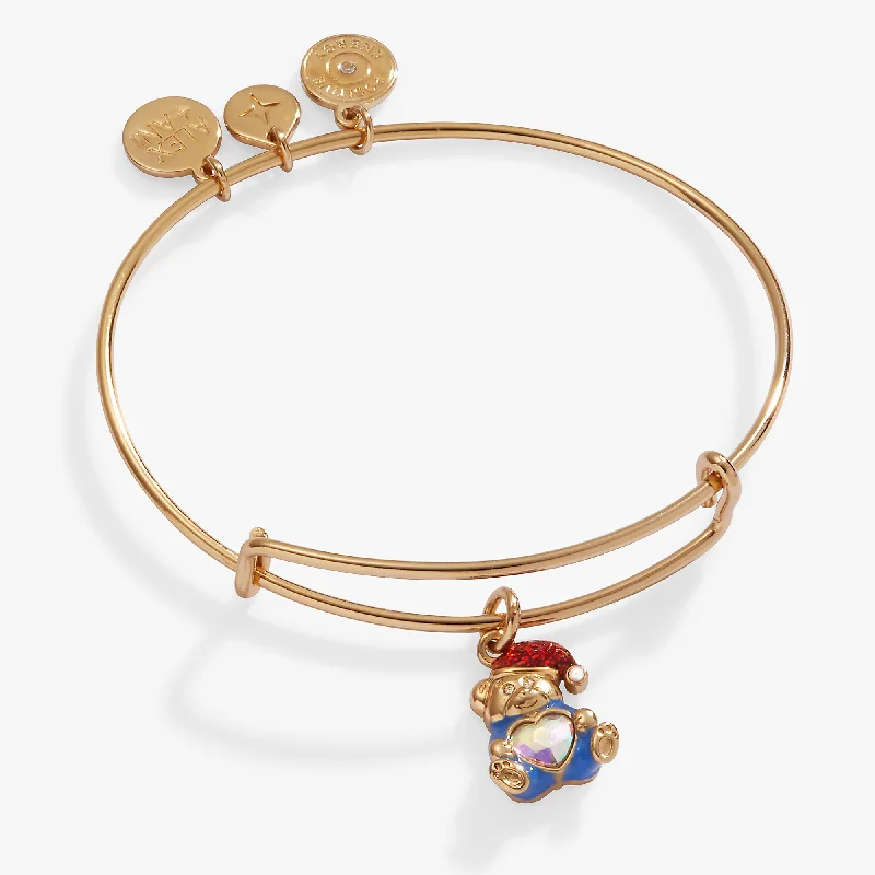 women's bracelets handcrafted design -Holiday Bear Charm Bangle