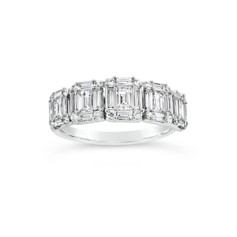 women's engagement rings with baguette diamond -Diamond Baguettes Wedding Band