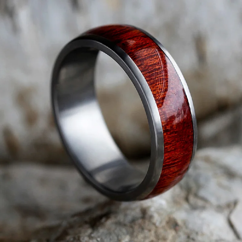 women's engagement rings unique band -Wood & Matte Titanium Men's Wedding Band