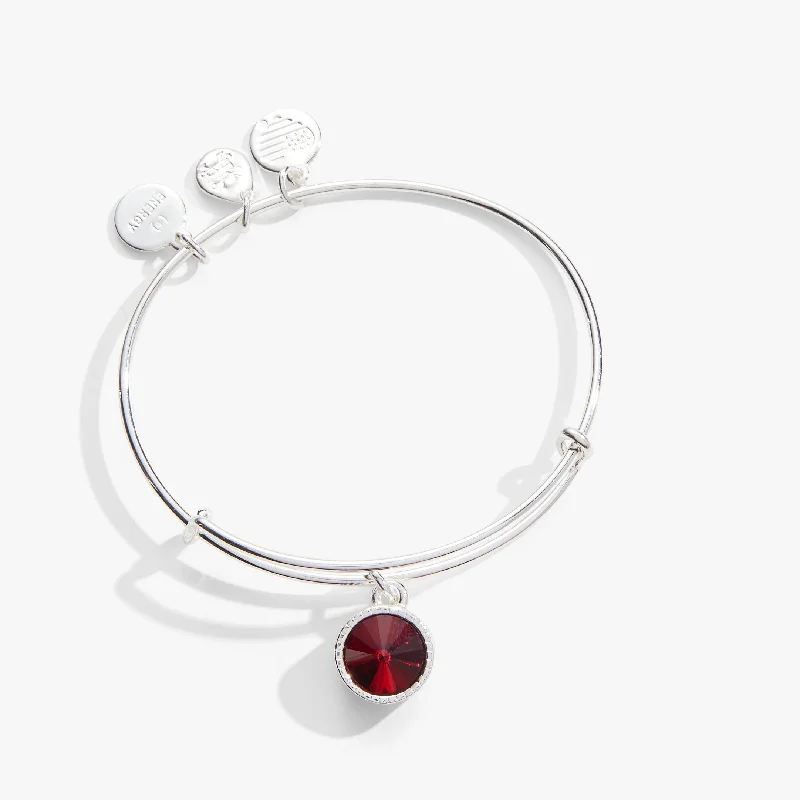 women's bracelets crystal accent -January Birthstone Charm Bangle, Scarlet