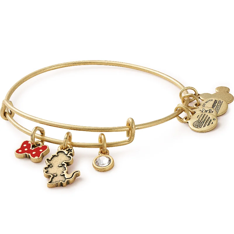 women's bracelets gold -Disney® Minnie Mouse Trio Charm Bangle