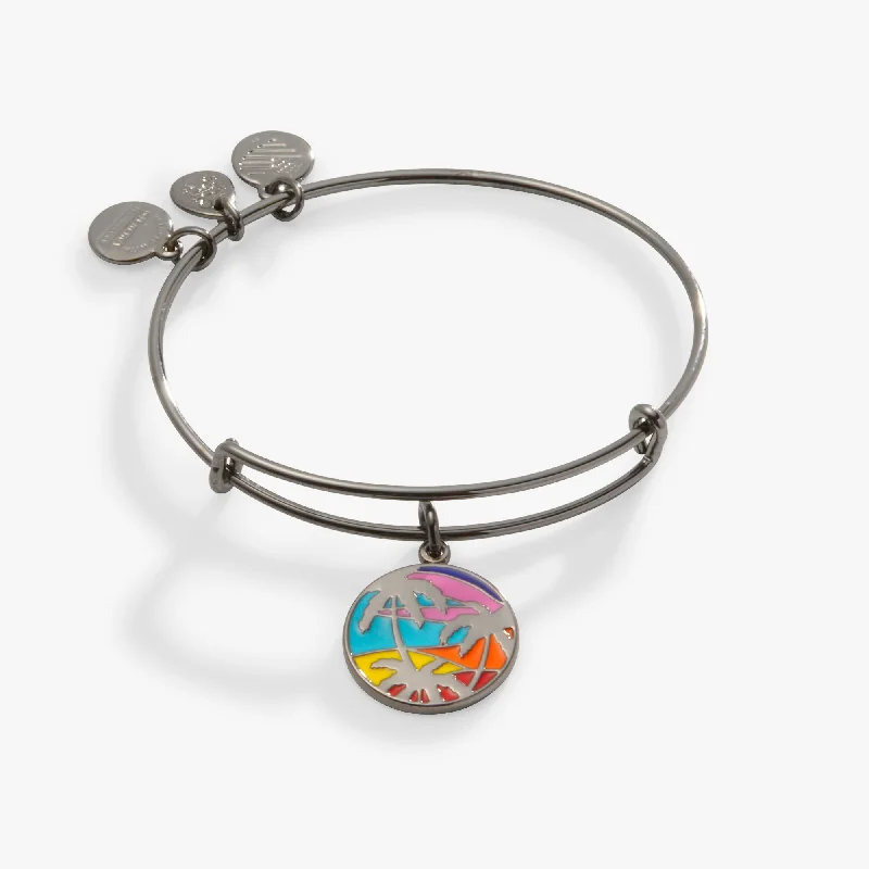 women's bracelets gemstone halo -Caribbean Palm Tree Charm Bangle Bracelet