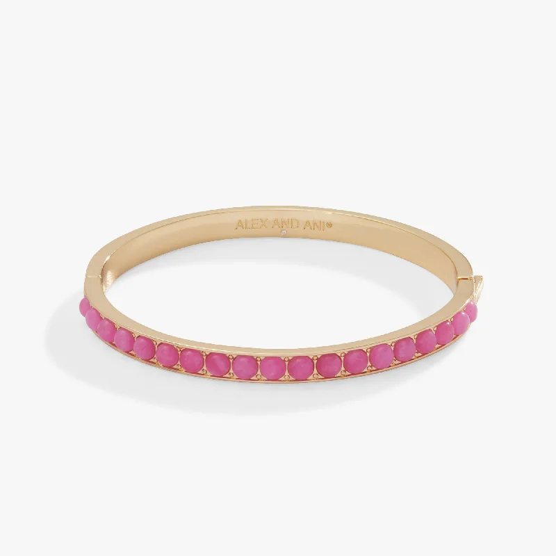 women's bracelets vintage-inspired filigree -Gemstone Hinge Bangle, Reconstituted Pink Agate