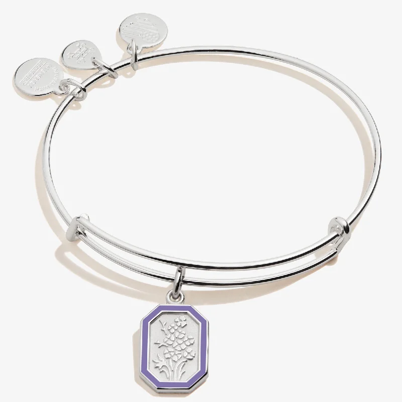 women's bracelets mother of pearl -July Larkspur Flower Charm Bangle