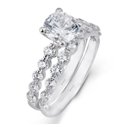 women's engagement rings with unique shape -18K WG Diamond Wedding Set