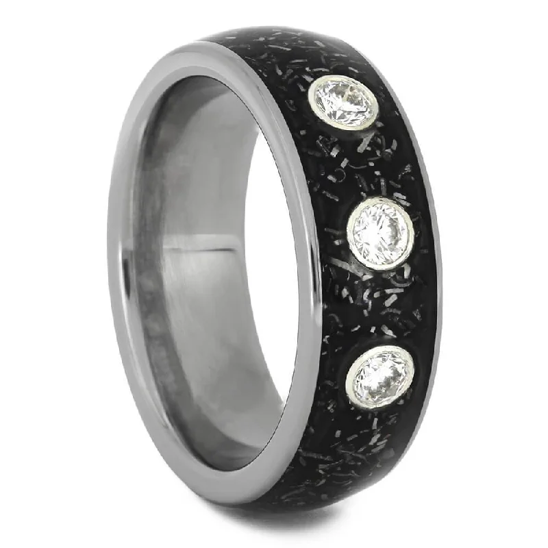 women's engagement rings eternity band -Diamond Wedding Band with Black Stardust™