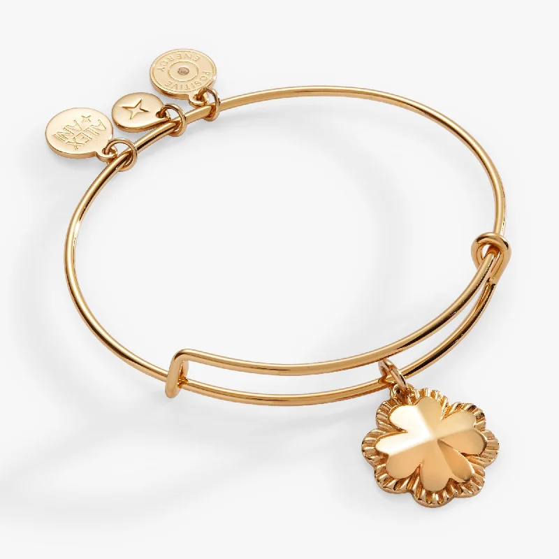 women's bracelets heart shape -Four-Leaf Clover Charm Bangle