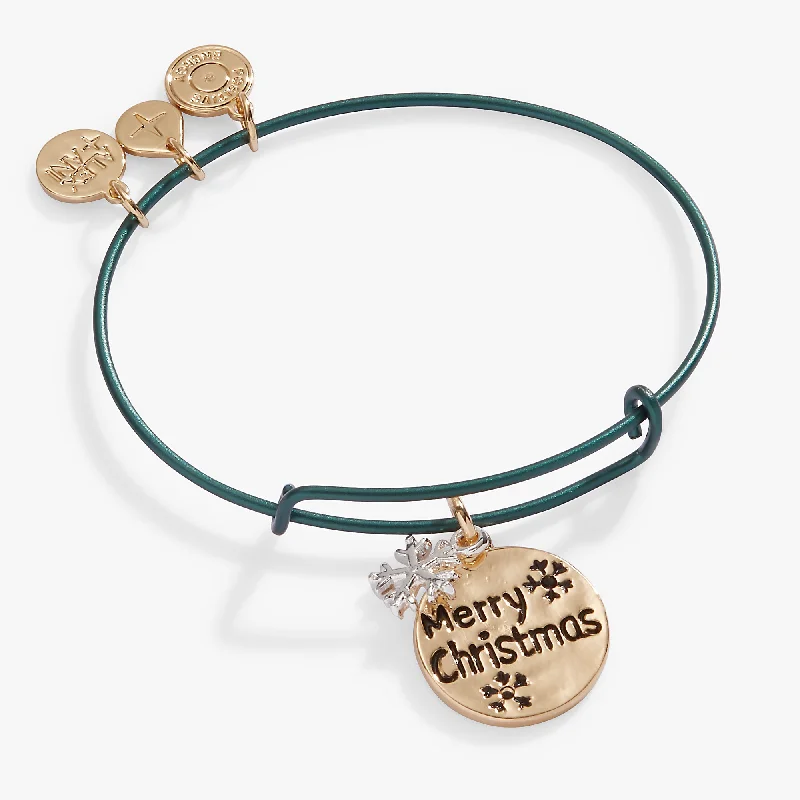 women's bracelets vintage style -Colorful 'Merry Christmas' Ornament Charm Bangle