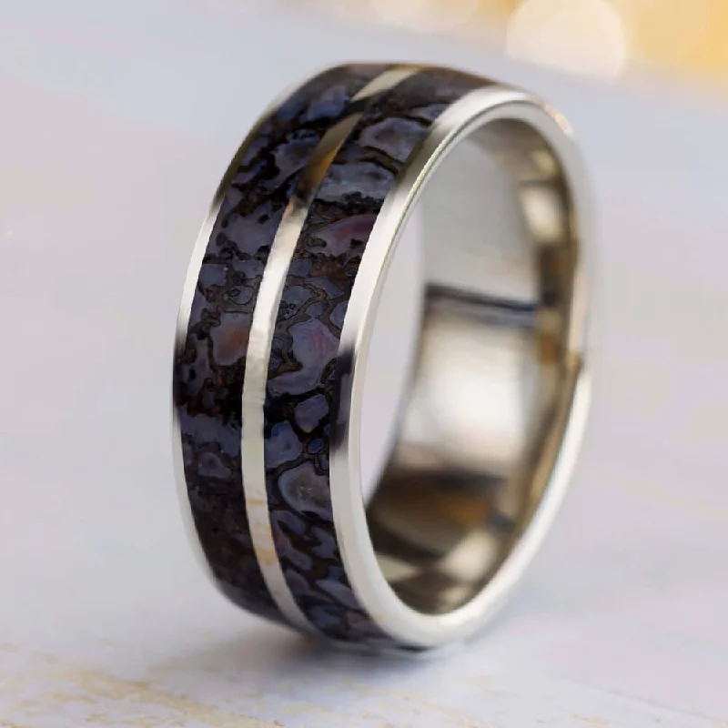 women's engagement rings wedding set -Dinosaur Bone Men's Wedding Band