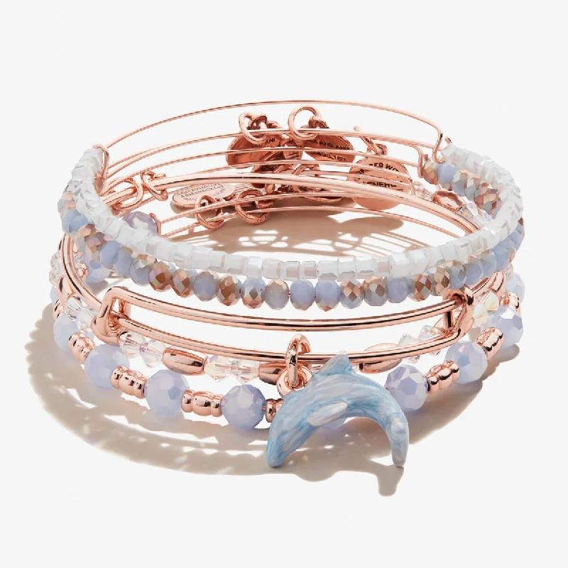 women's bracelets heart shape -Dolphin Charm Bangles, Set of 5