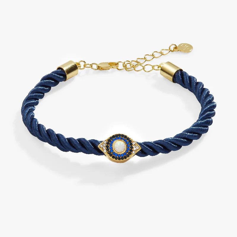 women's bracelets minimalist bar cuff -Evil Eye Adjustable Cord Bracelet