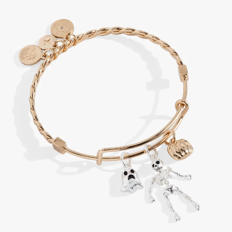 women's bracelets unique charm bangle -Ghost, Skeleton and Pumpkin Trio Charm Bangle