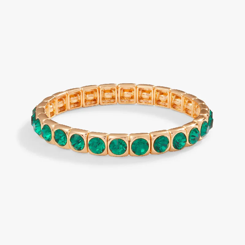 women's bracelets minimalist style -Crystal Stretch Bracelet, Emerald