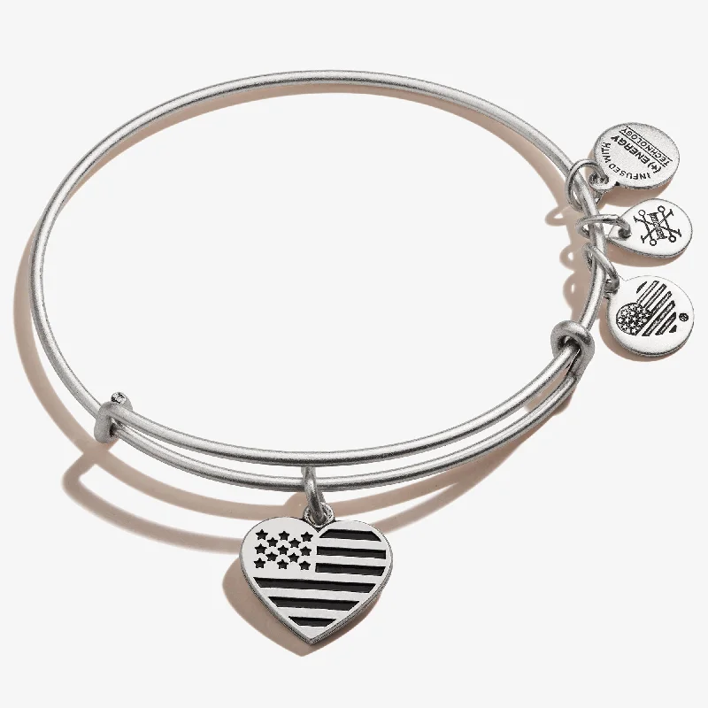 women's bracelets ruby -Heart Flag Charm Bangle