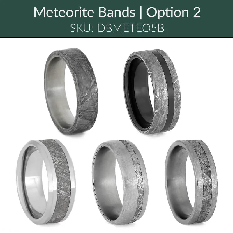 women's engagement rings with side pave diamonds -Meteorite Wedding Bands, Set of 5, Option 2-DBMETEO5B