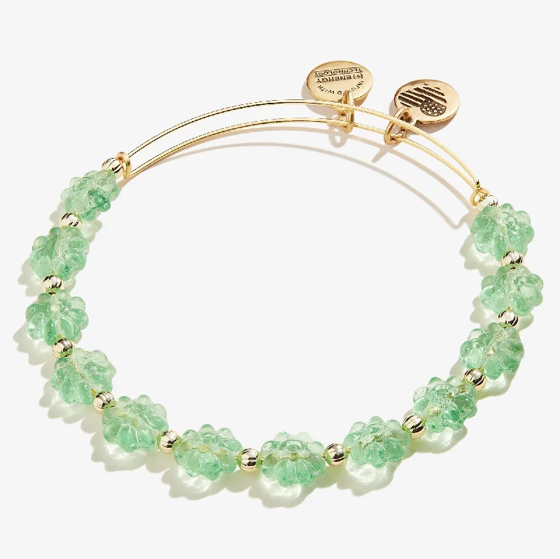 women's bracelets bar design -Daisy Beaded Charm Bangle, Pear Green