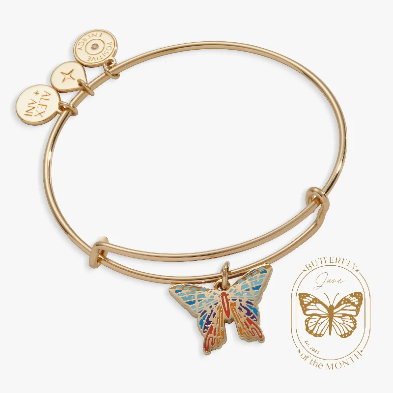 women's bracelets pearl and diamond mix -Chrysiridia Rhipheus Butterfly Charm Bangle