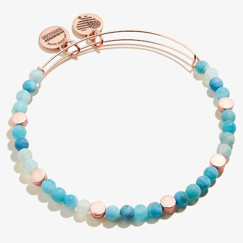 women's bracelets rose gold -Coastal Beaded Bangle, Nautical Blue