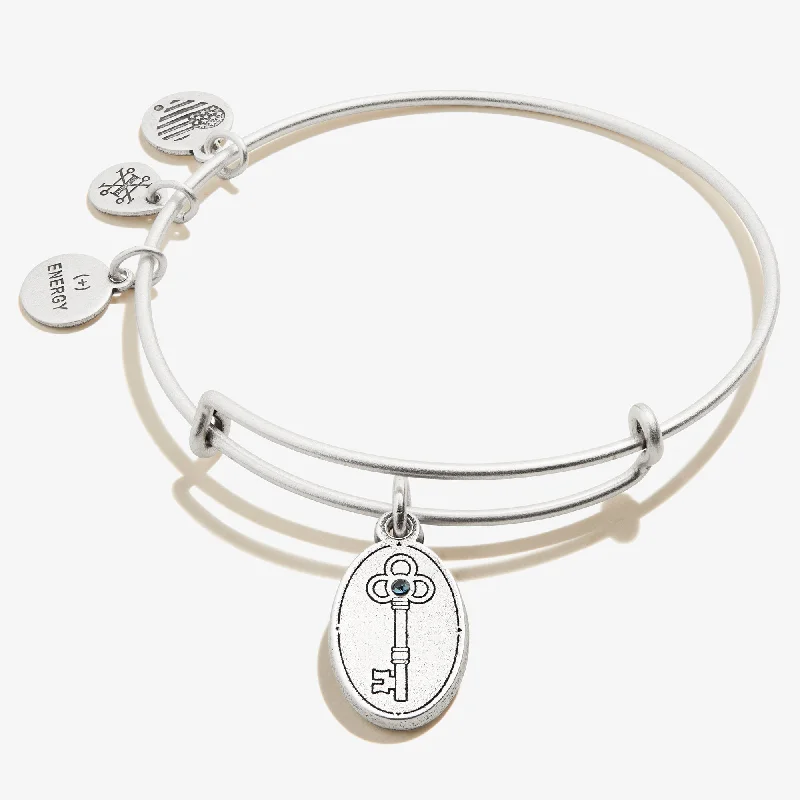 women's bracelets bold and stylish -Key to Wisdom Charm Bangle