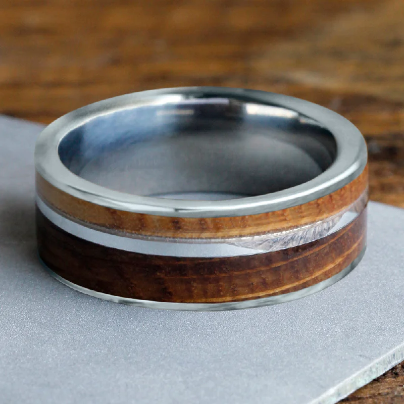 women's engagement rings eternity circle -Tungsten with Whiskey Barrel Oak Men's Wedding Band