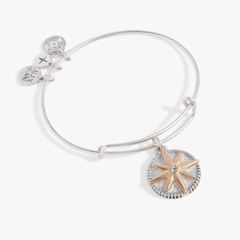 women's bracelets heart shape -Compass Charm Bangle