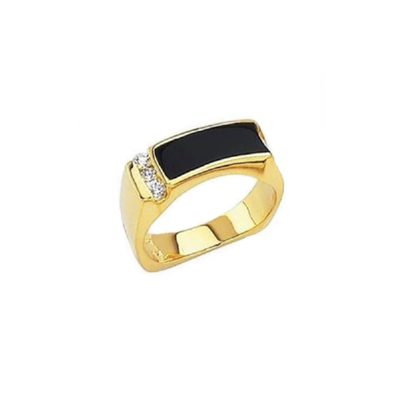 women's engagement rings with diamonds -Men's 14k Onyx and Diamond Wedding Band