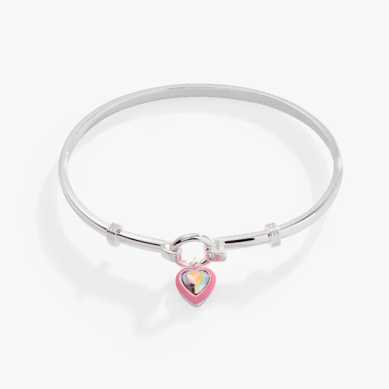 women's bracelets geometric cutout -Crystal Heart Clip Bangle