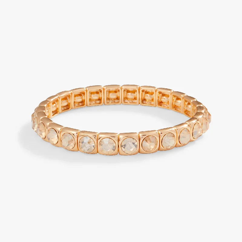 women's bracelets vintage style -Crystal Stretch Bracelet, Champagne