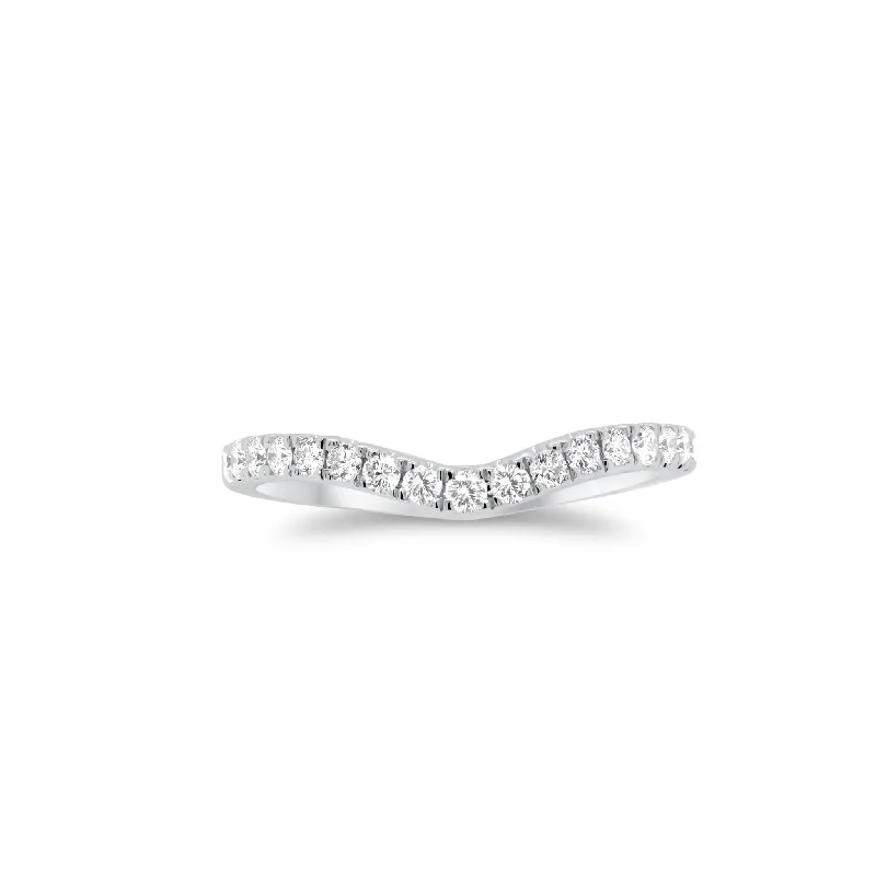 women's engagement rings handcrafted -Diamond Curved Wedding Band