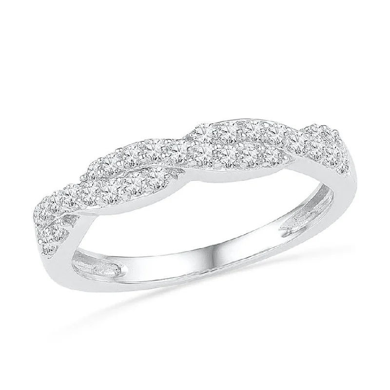 women's engagement rings romantic round cut -Diamond Twist Wedding or Anniversary Band