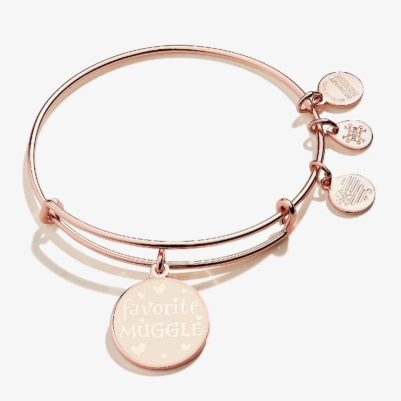 women's bracelets trendy wide cuff -Harry Potter™ 'Favorite Muggle' Charm Bangle