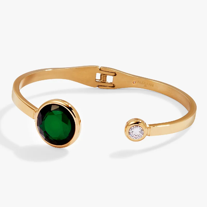 women's bracelets delicate and elegant -Emerald Crystal Hinge Cuff Bracelet