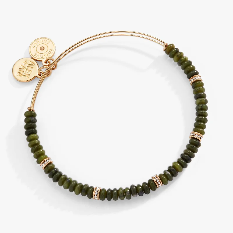 women's bracelets Christmas gift -Green Semi-Precious Rondelle Beaded Bangle