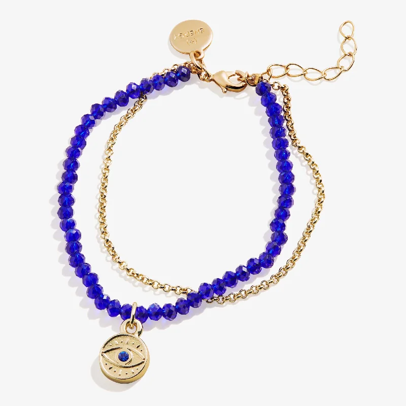 women's bracelets delicate twisted design -Evil Eye Bead and Chain Bracelet