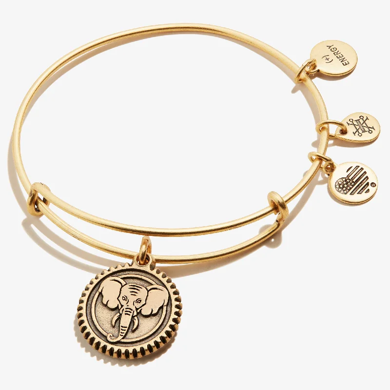 women's bracelets opal gemstone -Elephant Embossed Charm Bangle