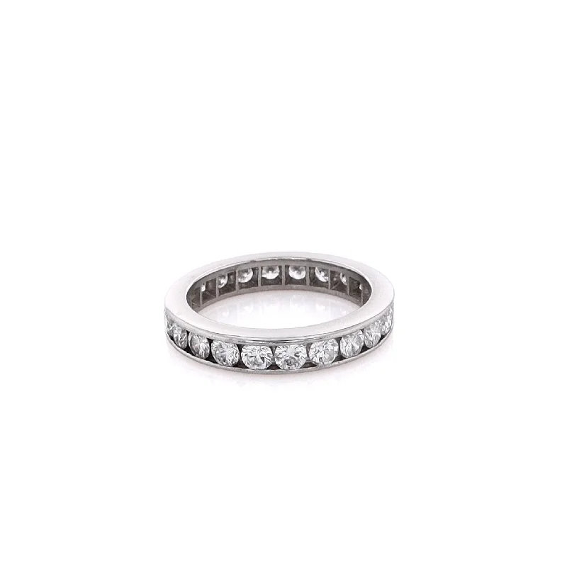 women's engagement rings cushion cut -Estate Platinum Eternity Diamond Wedding Band