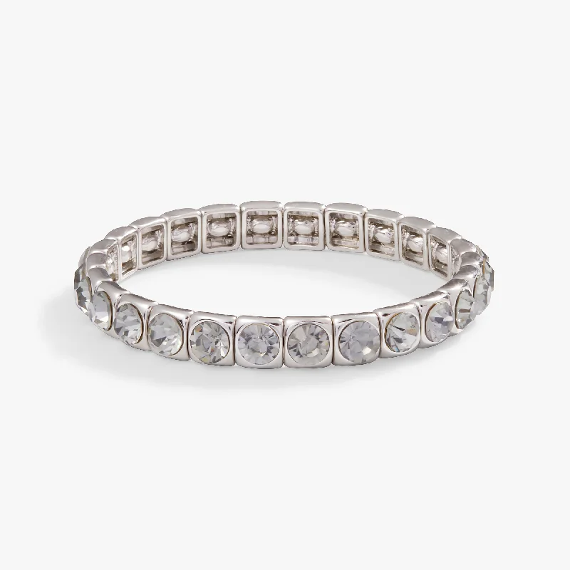 women's bracelets moissanite -Crystal Stretch Bracelet, Black Diamond