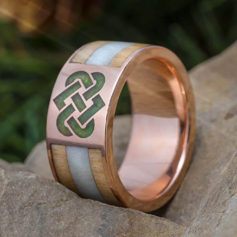 women's engagement rings romantic design -Unique Celtic Knot Wedding Band With Crushed Stones