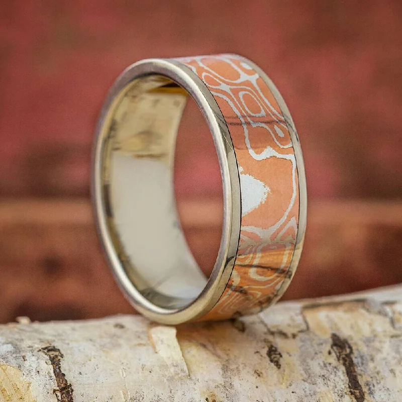 women's engagement rings conflict-free diamond -Copper & Silver Mokume Wedding Band in Gold