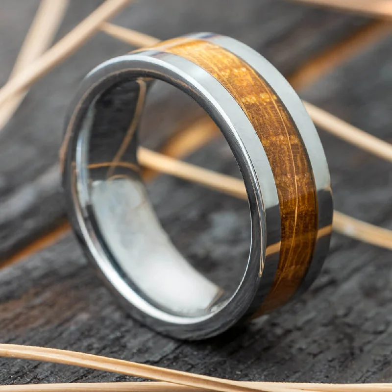 women's engagement rings affordable -Whiskey Barrel Oak Wood & Tungsten Men's Wedding Band