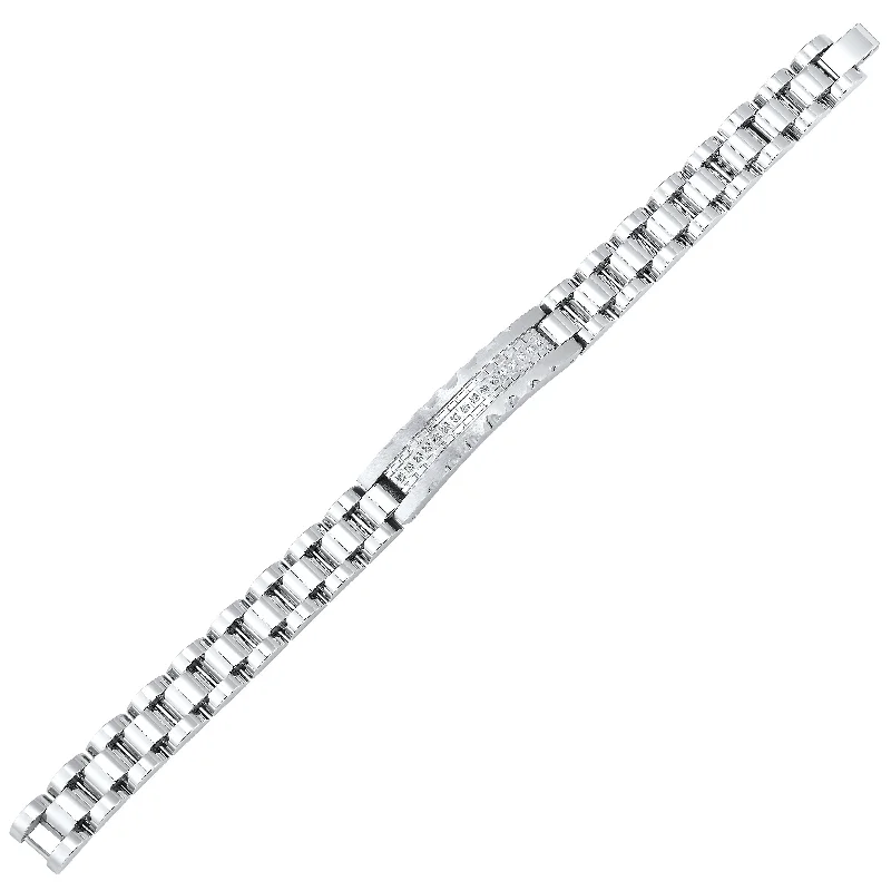 women's bracelets minimalist charm -Men's Steel Diamond Bracelet 1/5 Ct