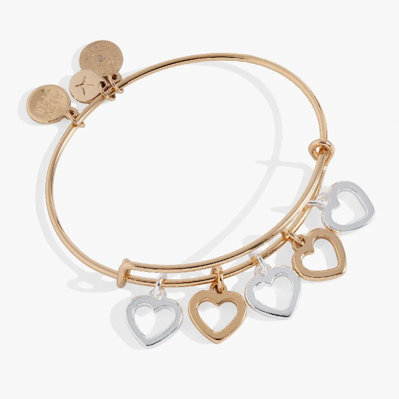 women's bracelets stackable set -Hearts Multi-Charm Bangle