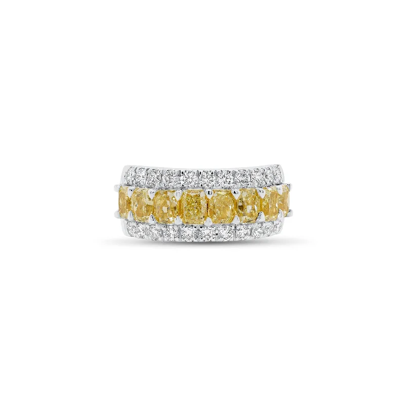 women's engagement rings nature-inspired -Fancy Yellow Diamond Wedding Band