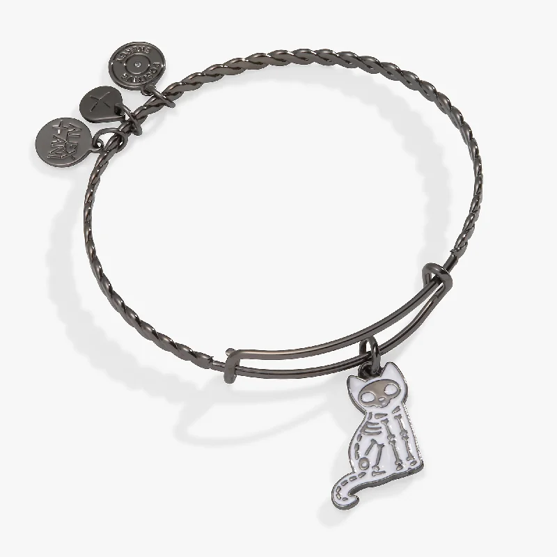 women's bracelets butterfly charm -Halloween Skeleton Cat Bangle