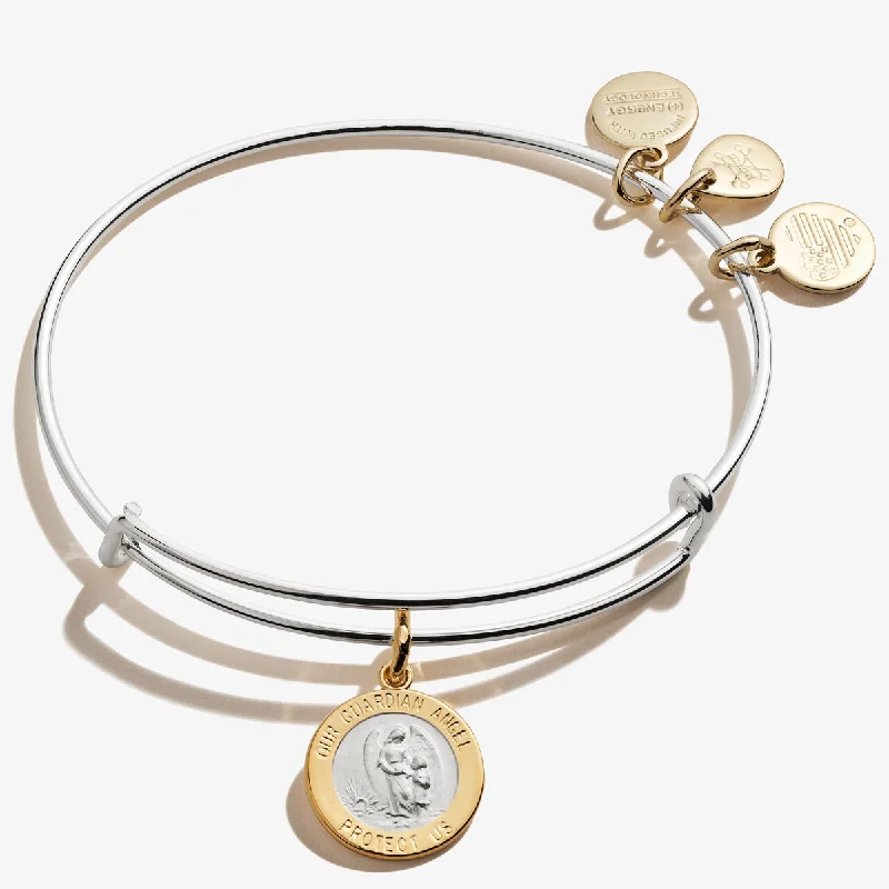 women's bracelets handcrafted design -Guardian Angel Charm Bangle