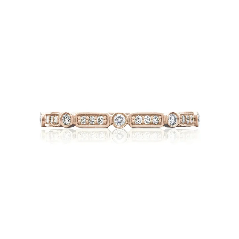 women's engagement rings heart-shaped diamond -Tacori Sculpted Crescent 18k Bezel Droplet and Basket Alternating Wedding Band