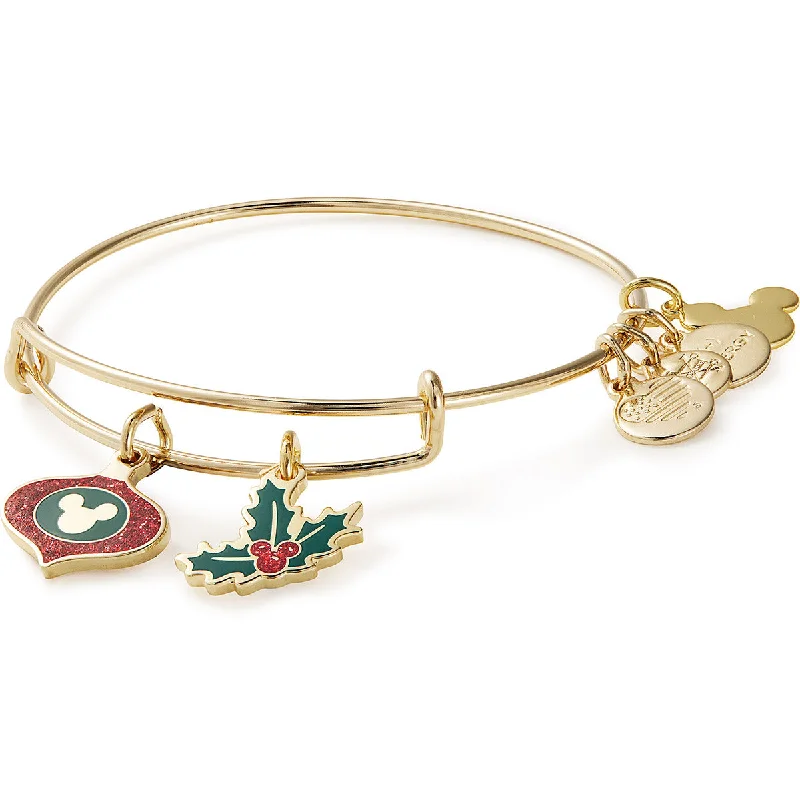 women's bracelets gemstone crystal bracelet -Disney® Mickey Mouse Ornament + Holly Charm Bangle