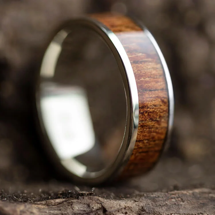 women's engagement rings custom engraving -Mesquite Wood Wedding Band